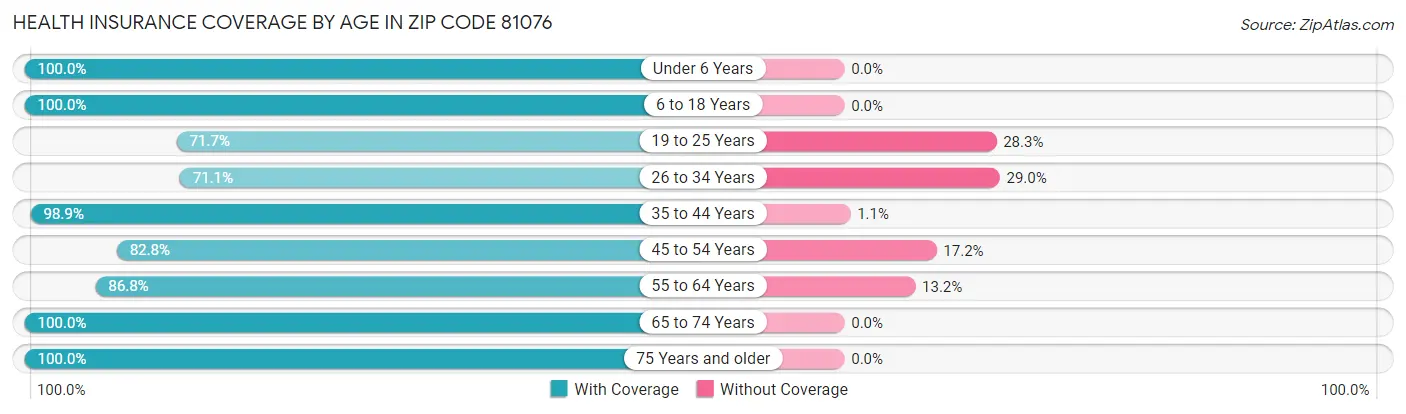 Health Insurance Coverage by Age in Zip Code 81076