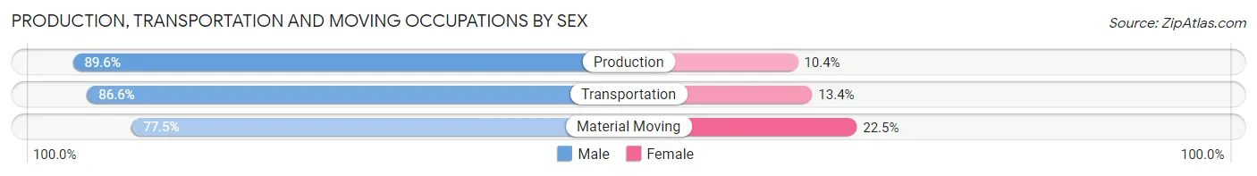 Production, Transportation and Moving Occupations by Sex in Zip Code 81082