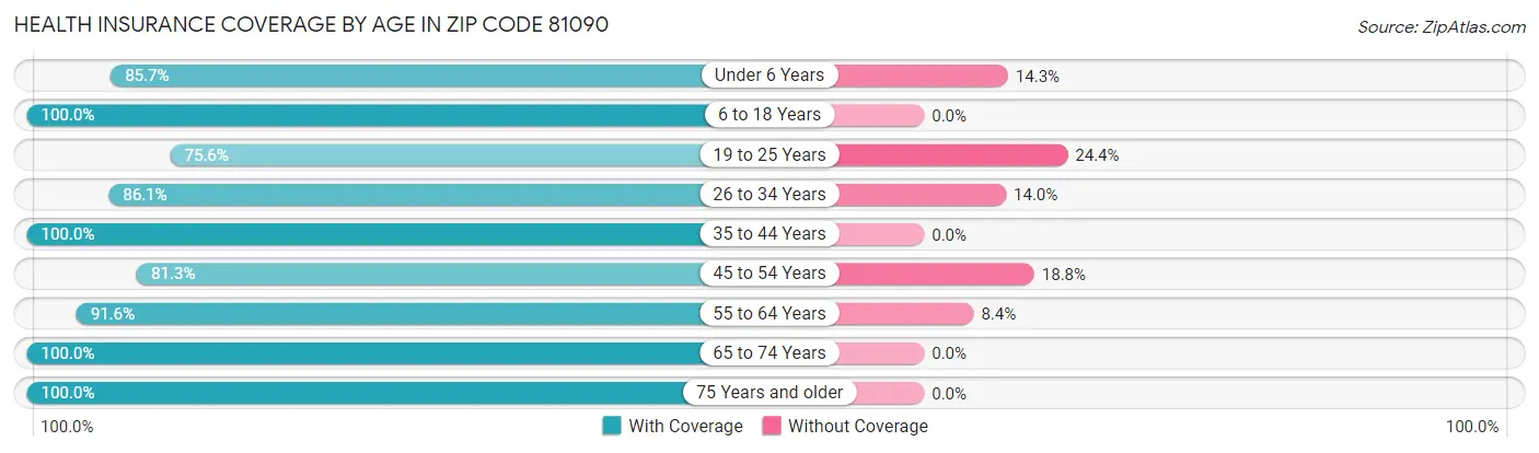 Health Insurance Coverage by Age in Zip Code 81090