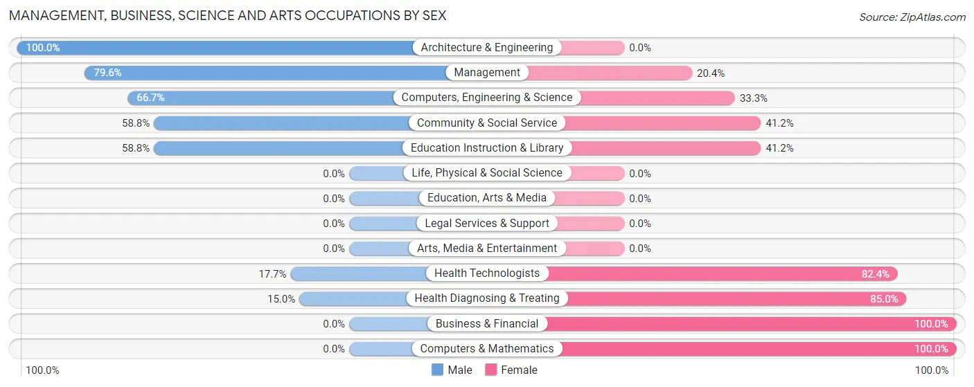 Management, Business, Science and Arts Occupations by Sex in Zip Code 81090