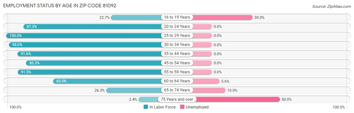 Employment Status by Age in Zip Code 81092