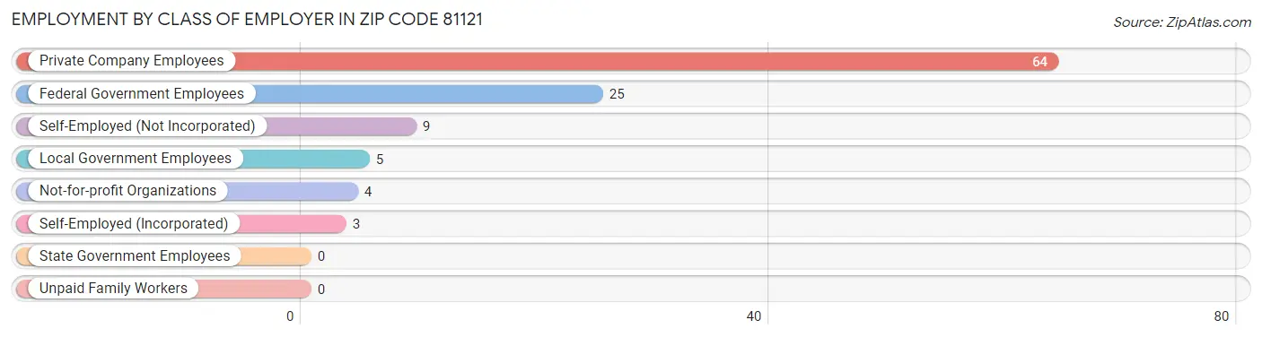 Employment by Class of Employer in Zip Code 81121