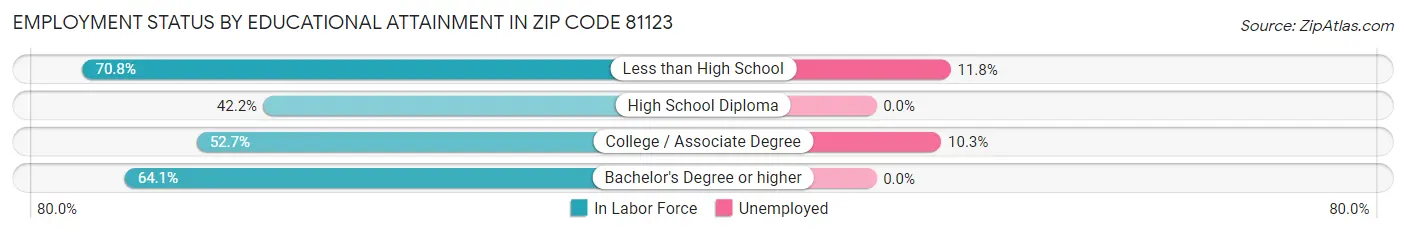 Employment Status by Educational Attainment in Zip Code 81123