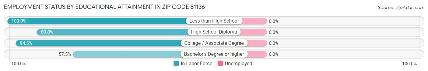 Employment Status by Educational Attainment in Zip Code 81136