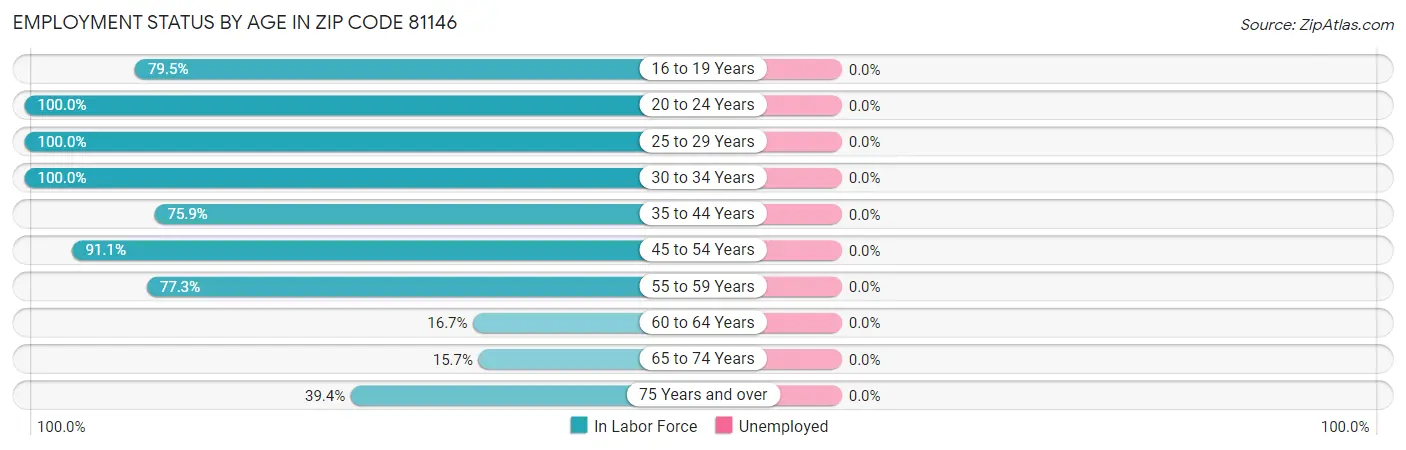 Employment Status by Age in Zip Code 81146