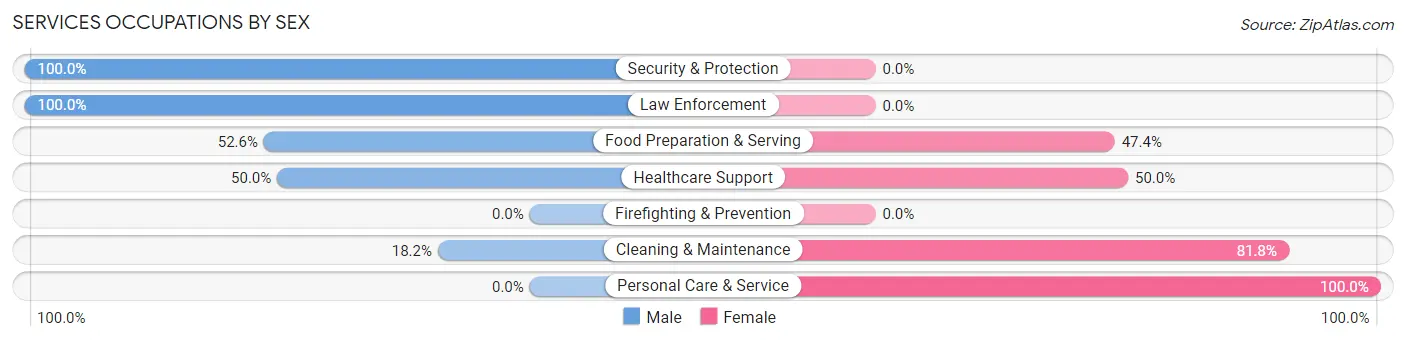 Services Occupations by Sex in Zip Code 81151