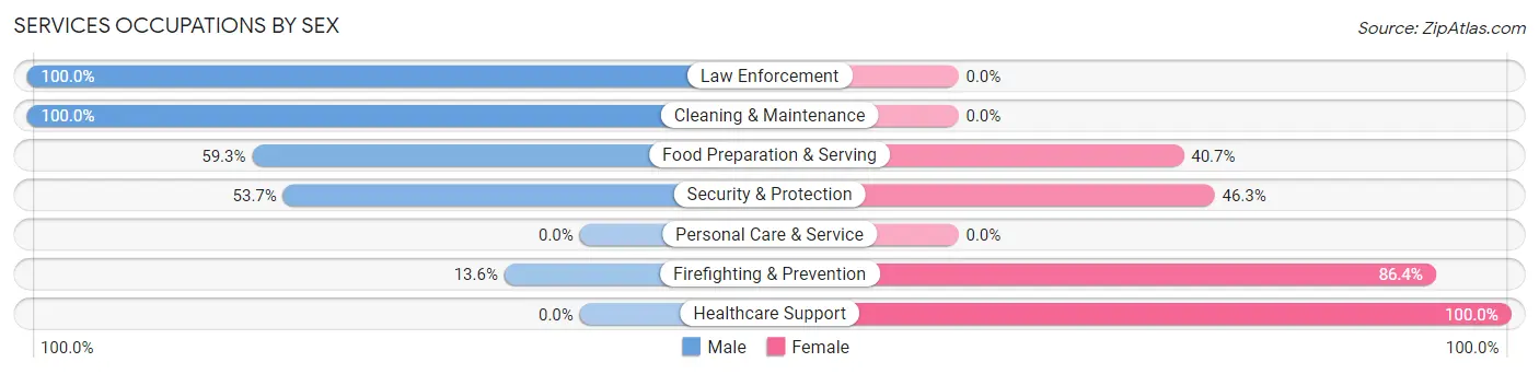 Services Occupations by Sex in Zip Code 81154