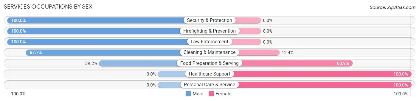 Services Occupations by Sex in Zip Code 81211