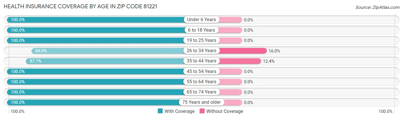 Health Insurance Coverage by Age in Zip Code 81221