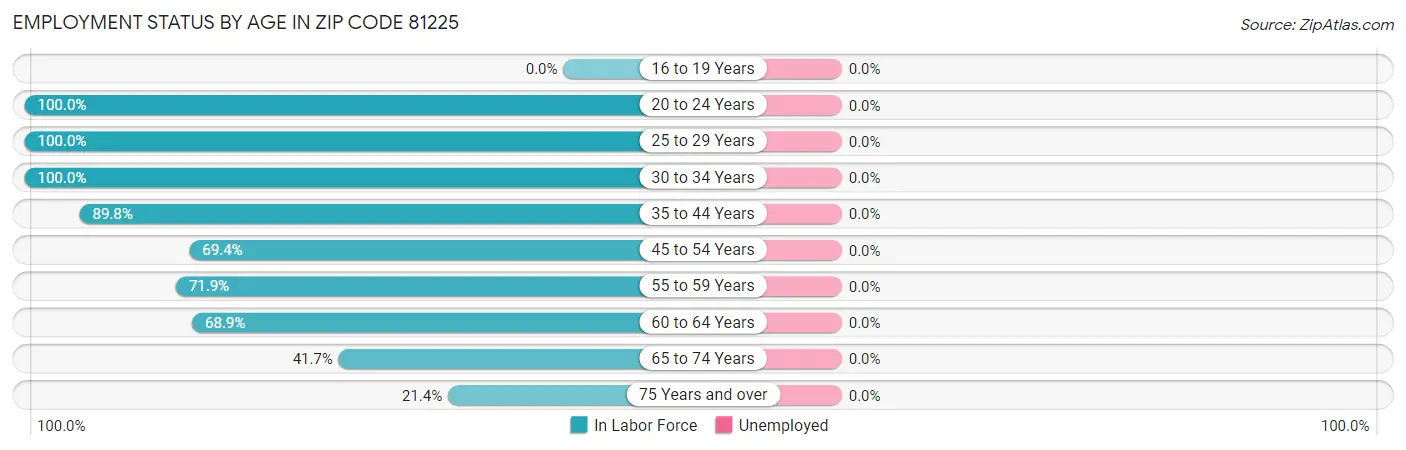 Employment Status by Age in Zip Code 81225