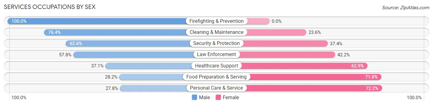 Services Occupations by Sex in Zip Code 81226