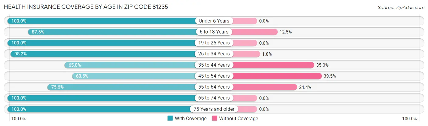 Health Insurance Coverage by Age in Zip Code 81235