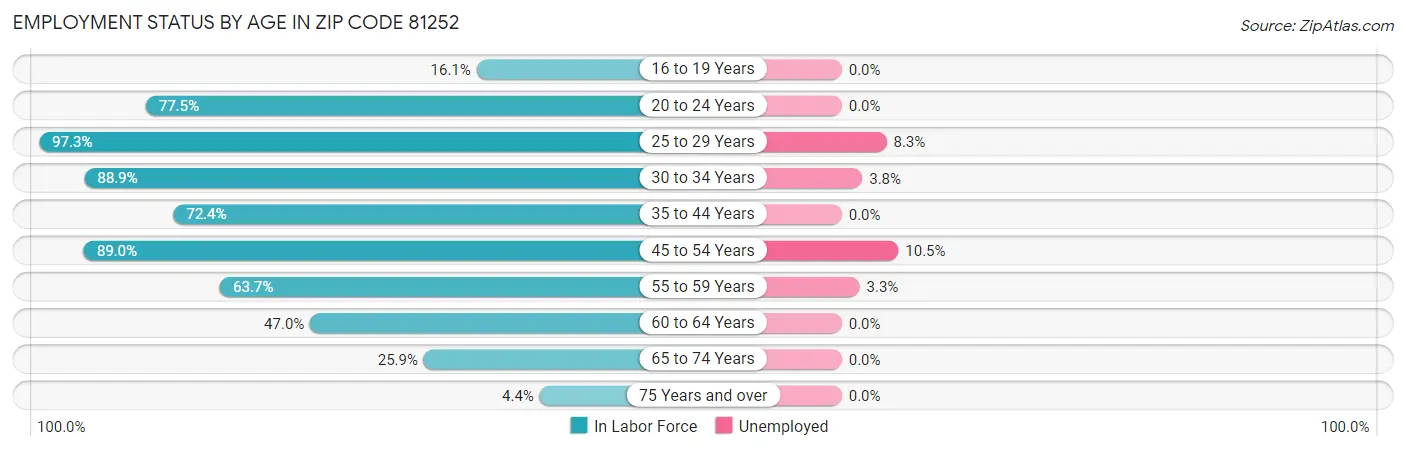 Employment Status by Age in Zip Code 81252