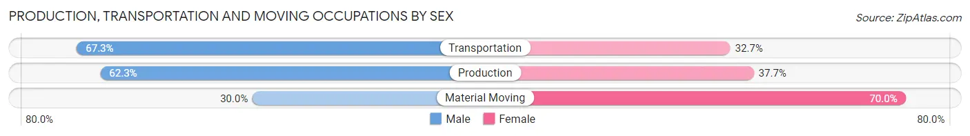 Production, Transportation and Moving Occupations by Sex in Zip Code 81252