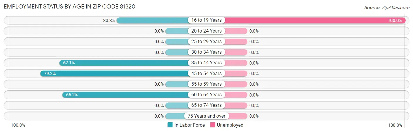 Employment Status by Age in Zip Code 81320