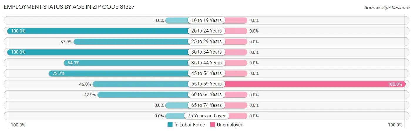 Employment Status by Age in Zip Code 81327