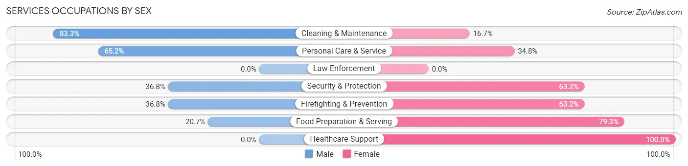 Services Occupations by Sex in Zip Code 81328
