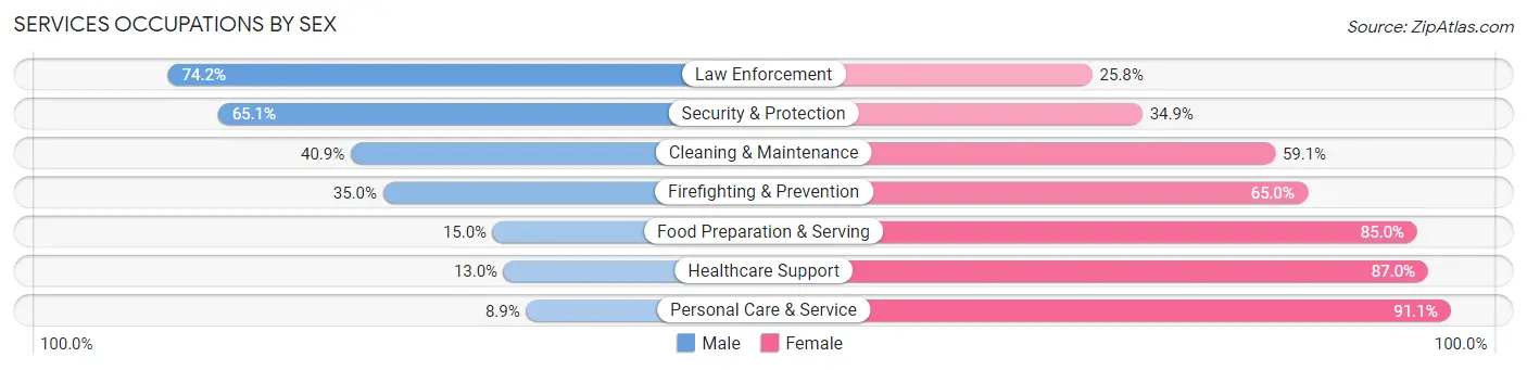 Services Occupations by Sex in Zip Code 81416