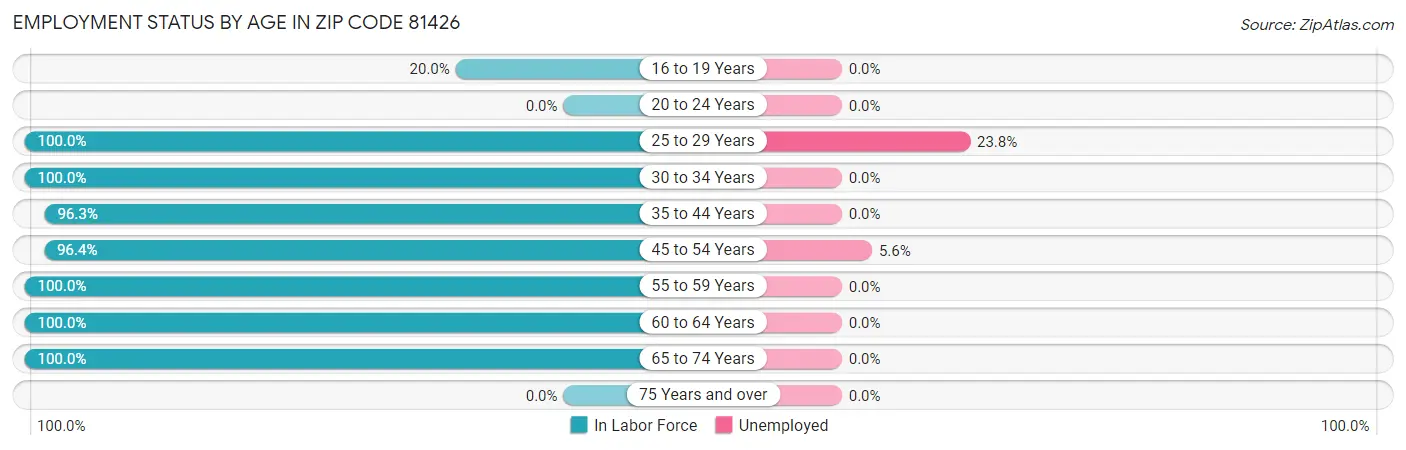 Employment Status by Age in Zip Code 81426