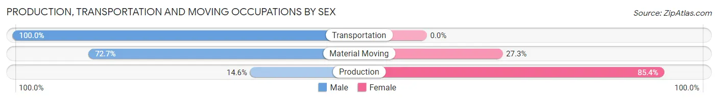 Production, Transportation and Moving Occupations by Sex in Zip Code 81428