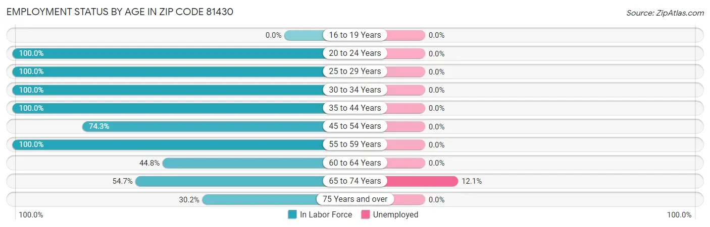Employment Status by Age in Zip Code 81430