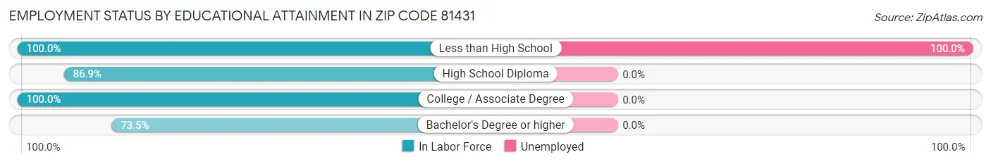 Employment Status by Educational Attainment in Zip Code 81431