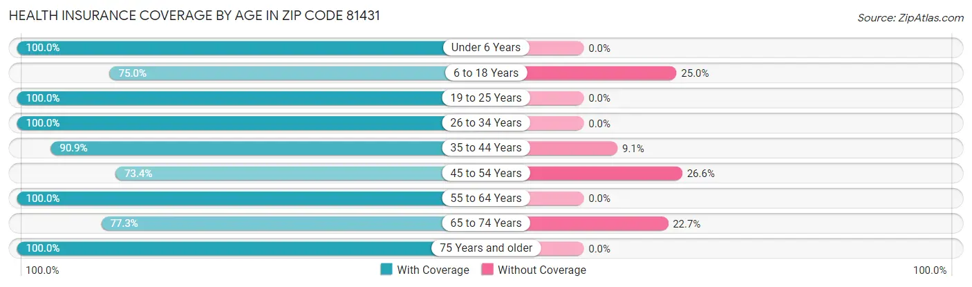 Health Insurance Coverage by Age in Zip Code 81431