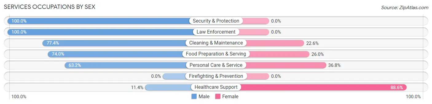 Services Occupations by Sex in Zip Code 81435