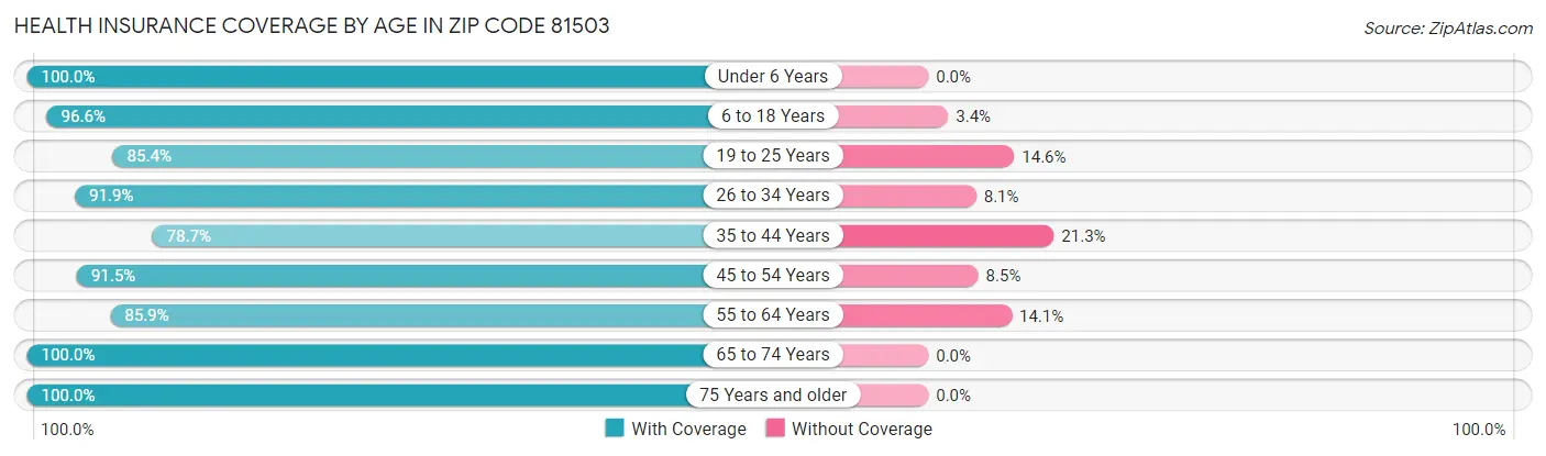 Health Insurance Coverage by Age in Zip Code 81503