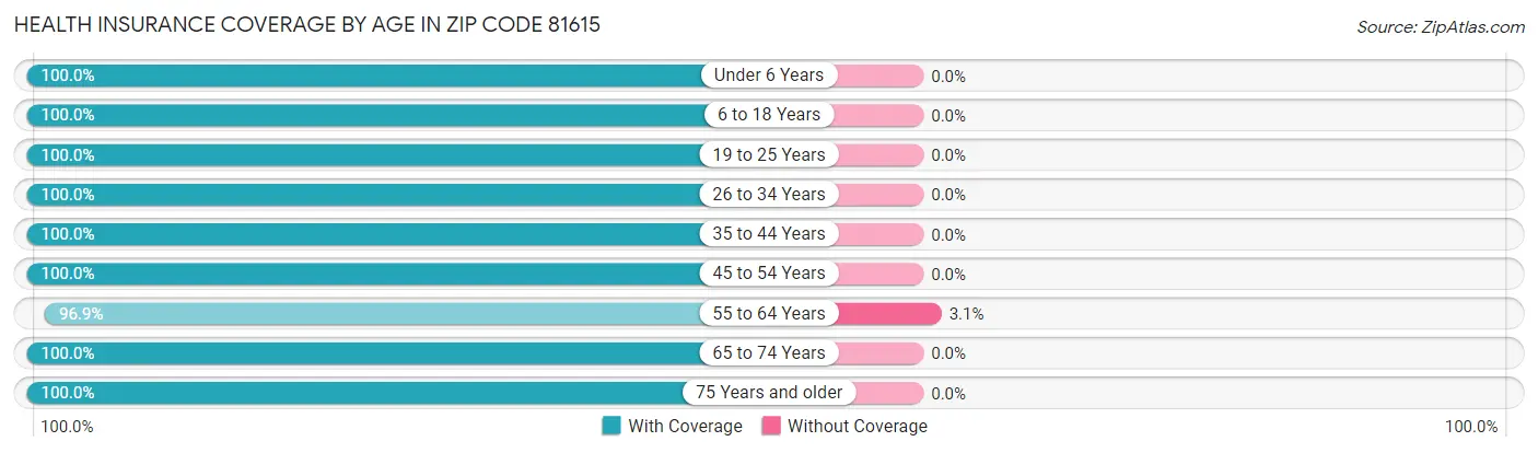 Health Insurance Coverage by Age in Zip Code 81615