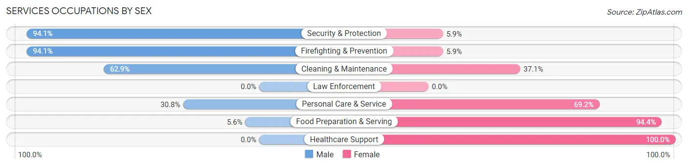 Services Occupations by Sex in Zip Code 81635