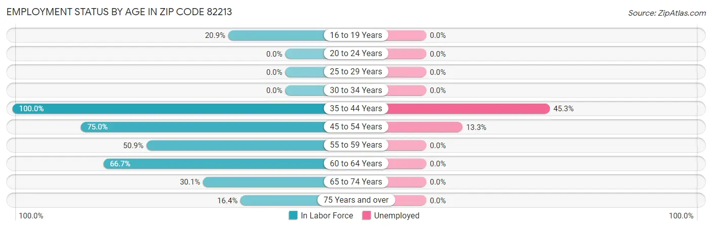 Employment Status by Age in Zip Code 82213