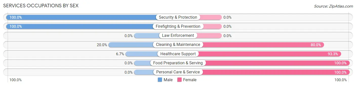 Services Occupations by Sex in Zip Code 82433