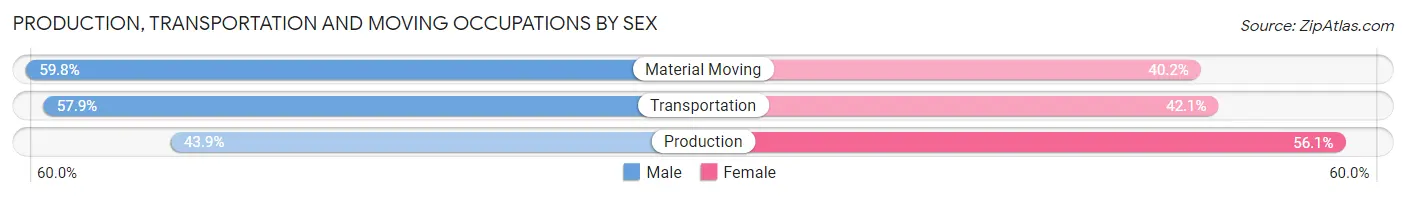 Production, Transportation and Moving Occupations by Sex in Zip Code 83001