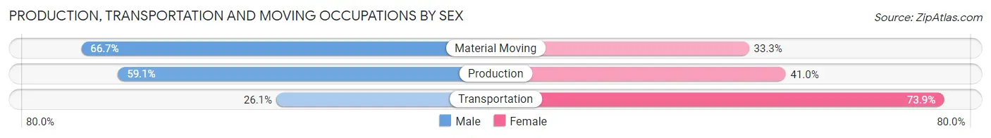 Production, Transportation and Moving Occupations by Sex in Zip Code 83228