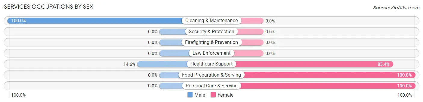 Services Occupations by Sex in Zip Code 83262