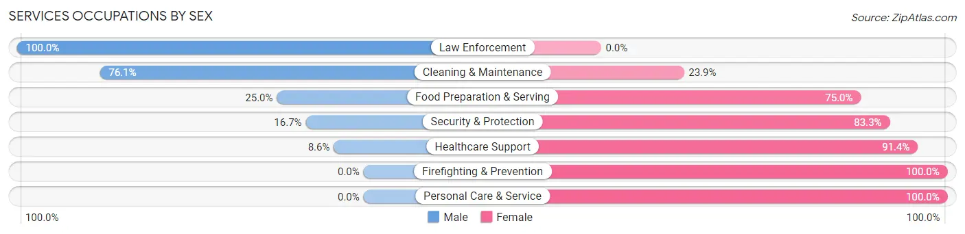 Services Occupations by Sex in Zip Code 83335