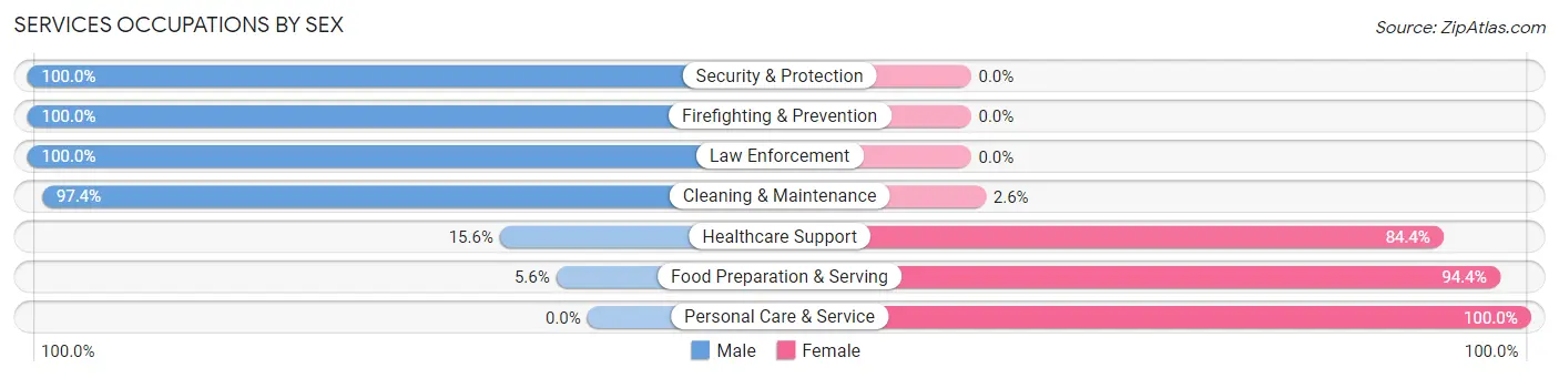 Services Occupations by Sex in Zip Code 83539