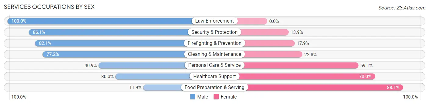 Services Occupations by Sex in Zip Code 83540