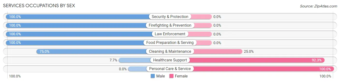 Services Occupations by Sex in Zip Code 83555