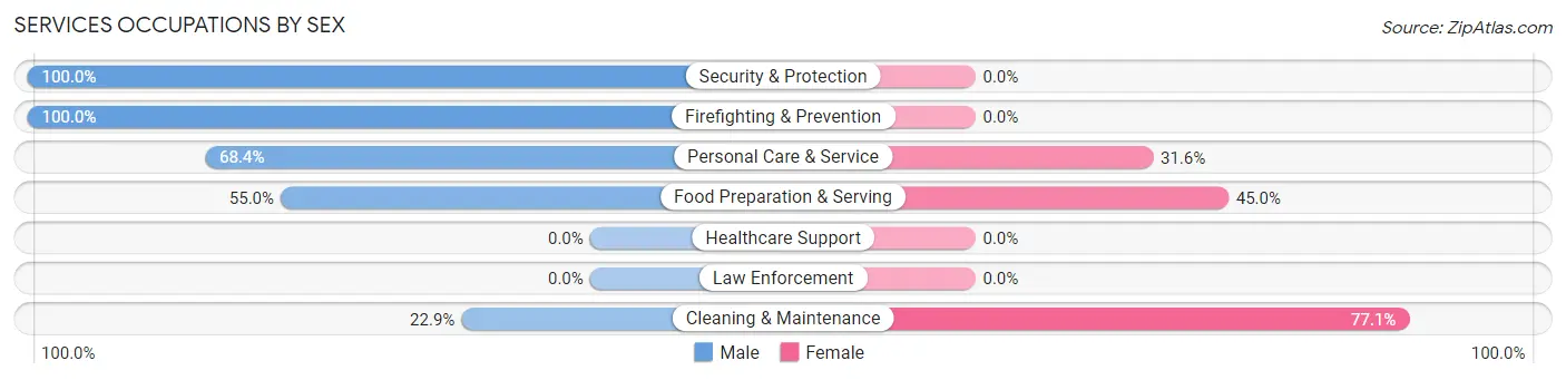 Services Occupations by Sex in Zip Code 83611