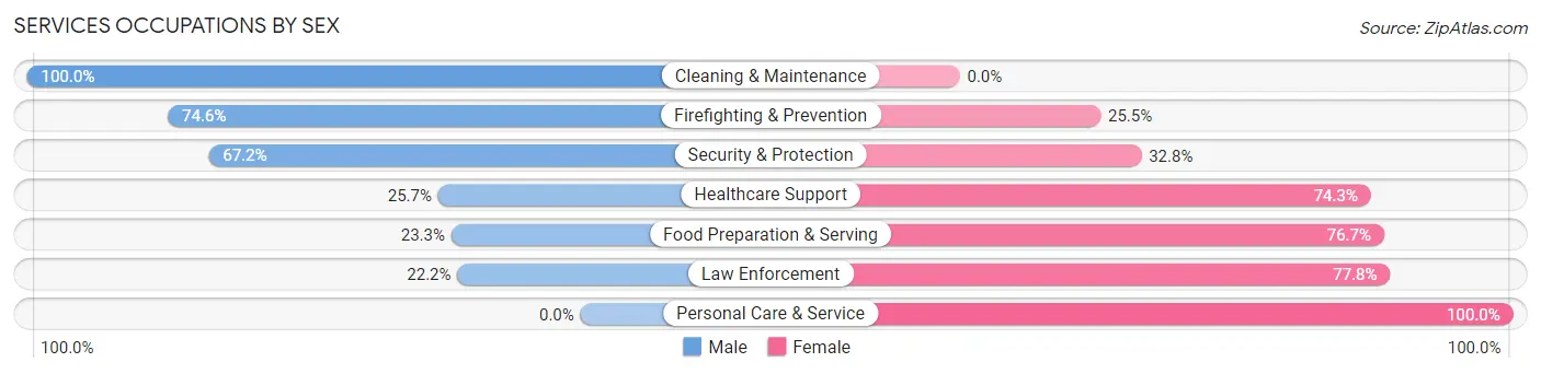 Services Occupations by Sex in Zip Code 83641