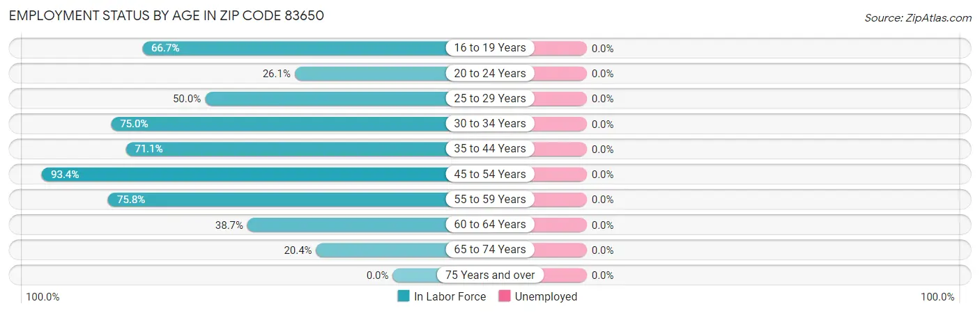Employment Status by Age in Zip Code 83650