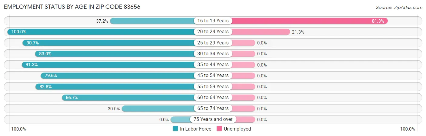 Employment Status by Age in Zip Code 83656