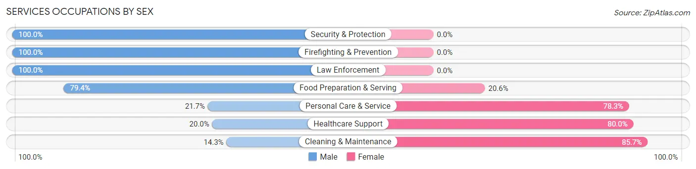 Services Occupations by Sex in Zip Code 83852