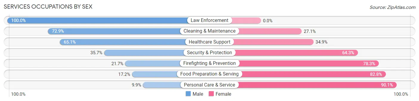Services Occupations by Sex in Zip Code 83856