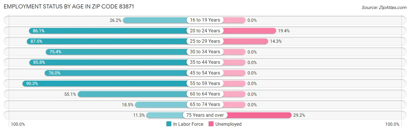 Employment Status by Age in Zip Code 83871