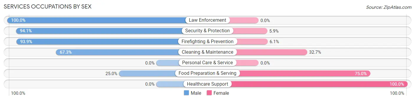 Services Occupations by Sex in Zip Code 83873