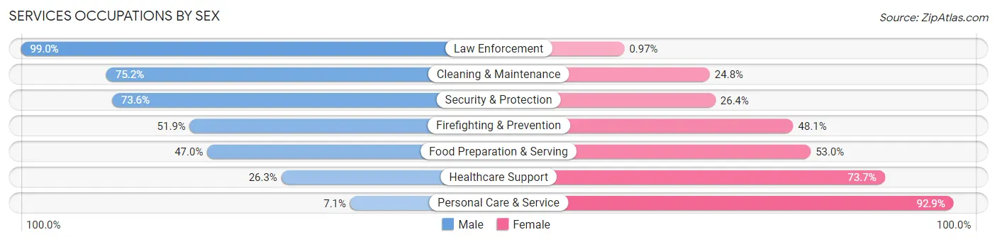 Services Occupations by Sex in Zip Code 84003