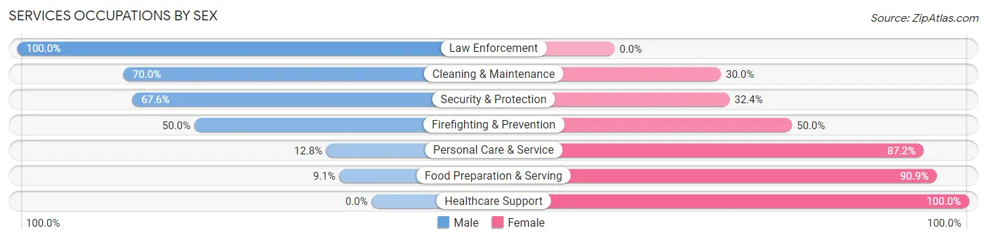 Services Occupations by Sex in Zip Code 84021